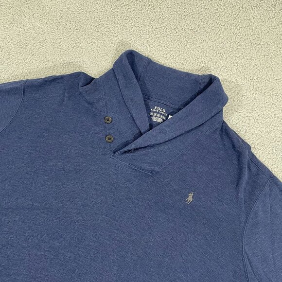 Polo Ralph Lauren Shawl Collar Sweater Men XXL Navy Pullover - Picture 1 of 8
